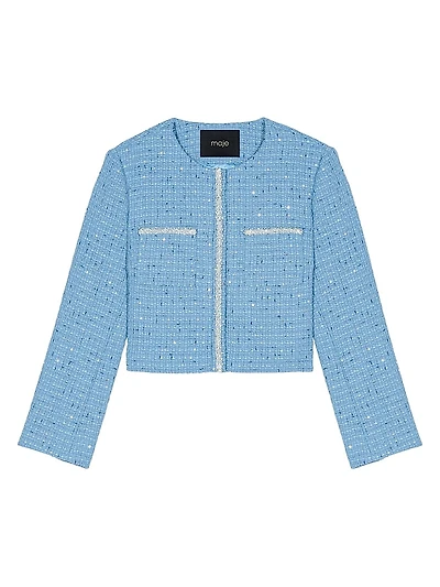 Short Sequin Tweed Jacket
