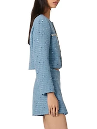 Short Sequin Tweed Jacket