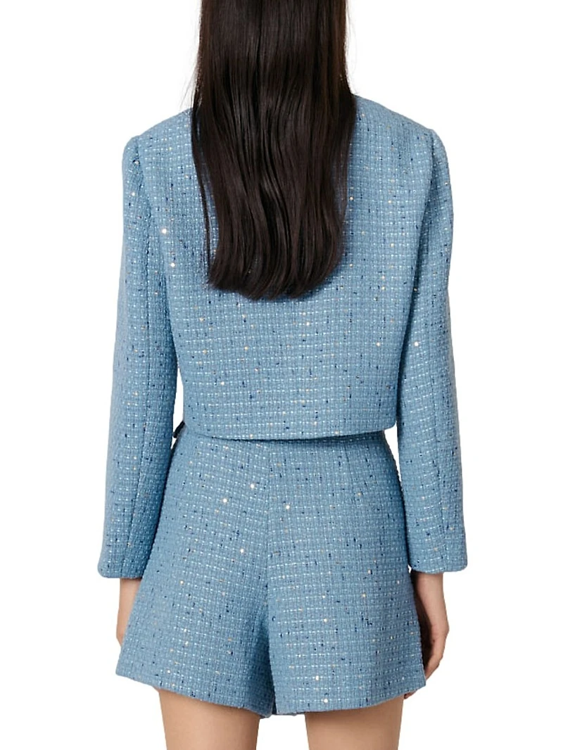 Short Sequin Tweed Jacket