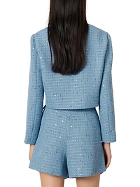 Short Sequin Tweed Jacket