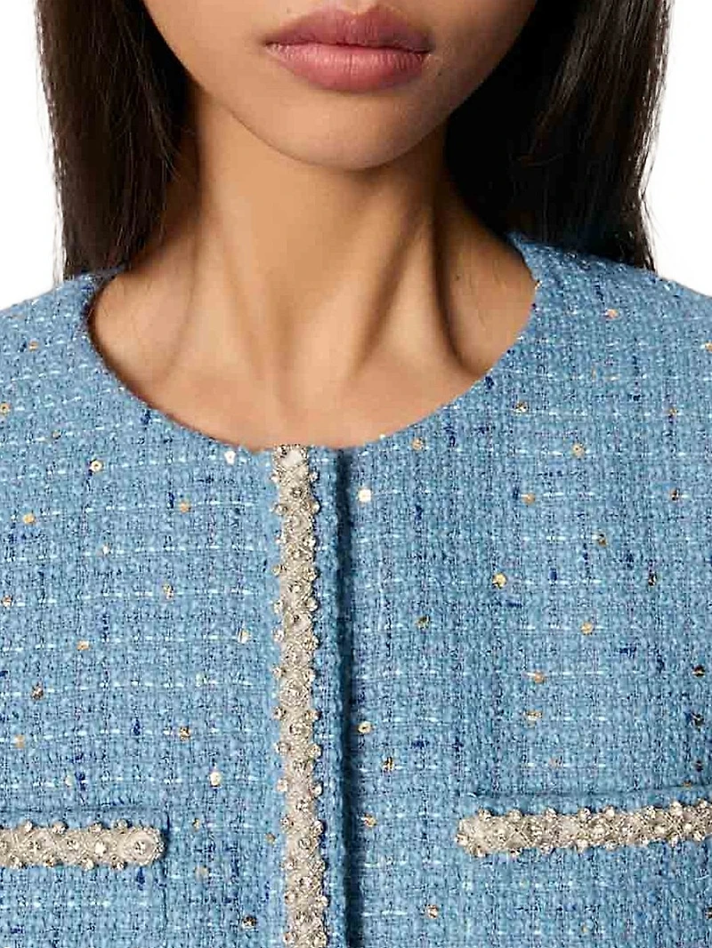 Short Sequin Tweed Jacket