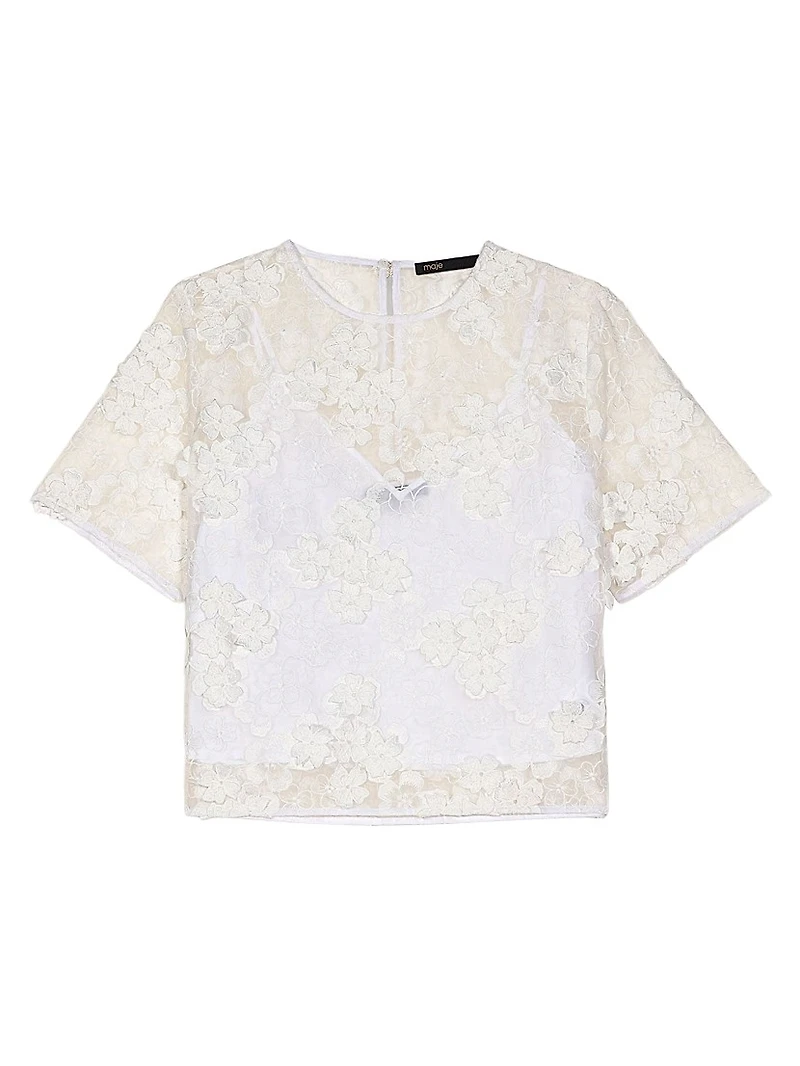 Embroidered Short-Sleeved Top