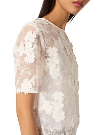 Embroidered Short-Sleeved Top