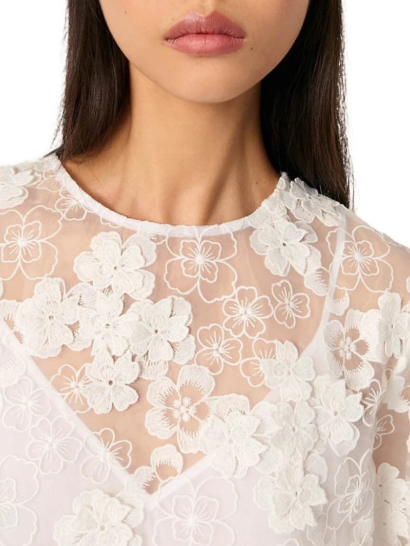 Embroidered Short-Sleeved Top