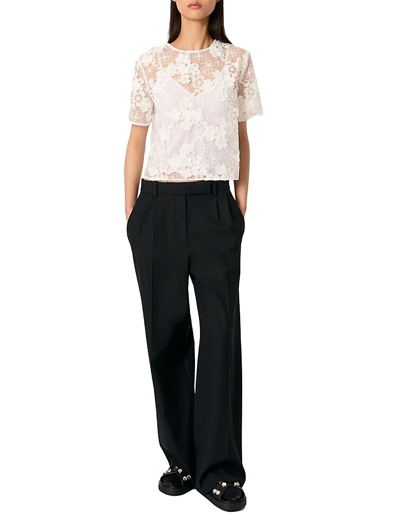 Embroidered Short-Sleeved Top