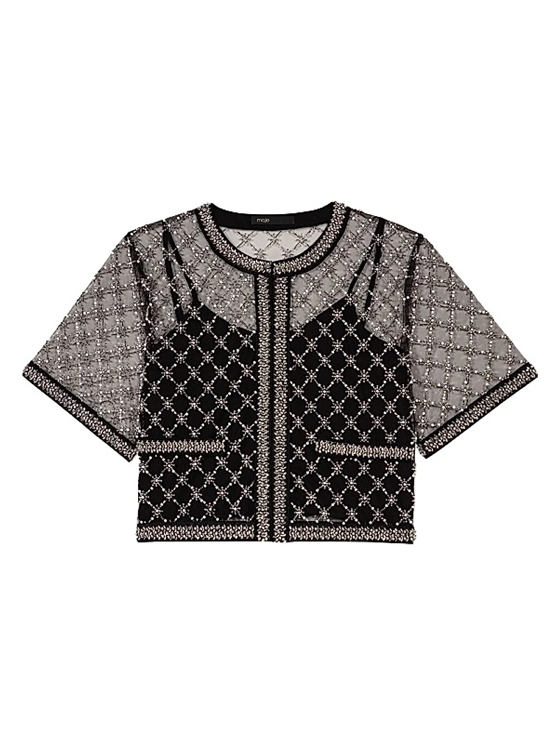 Embroidered Tulle Top