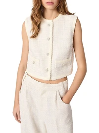 Sequin Sleeveless Tweed Jacket