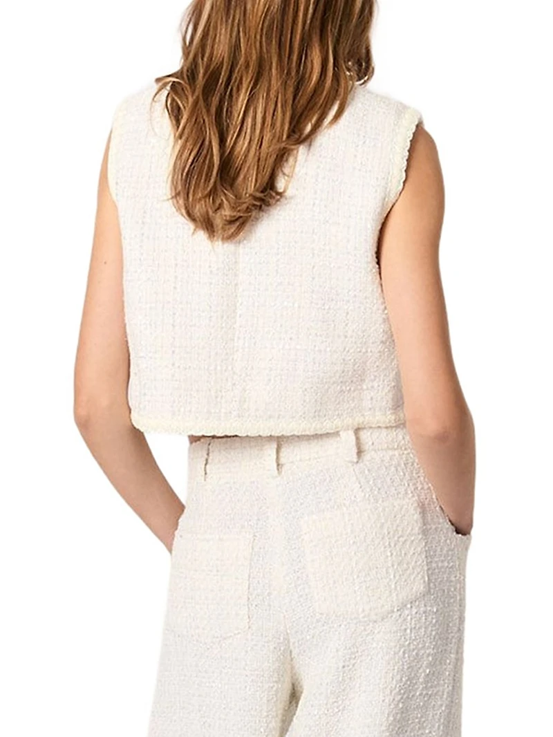 Sequin Sleeveless Tweed Jacket