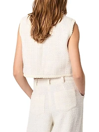 Sequin Sleeveless Tweed Jacket