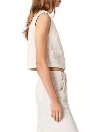 Sequin Sleeveless Tweed Jacket