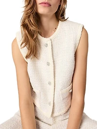 Sequin Sleeveless Tweed Jacket