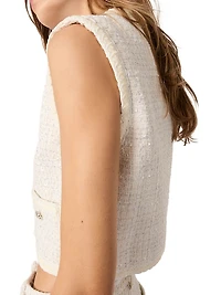 Sequin Sleeveless Tweed Jacket