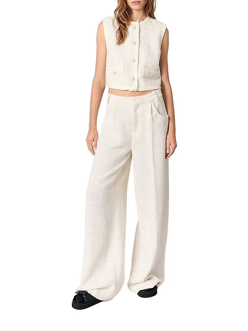 Sequin Sleeveless Tweed Jacket