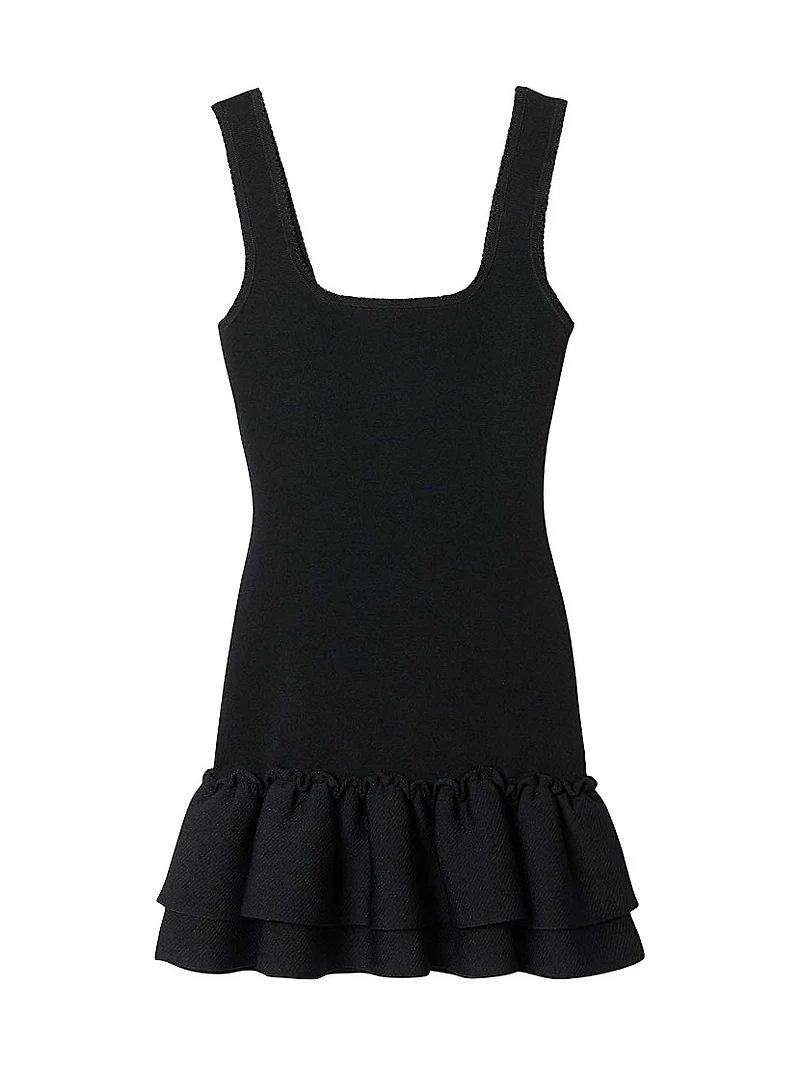 Mini Knit Dress with Ruffles