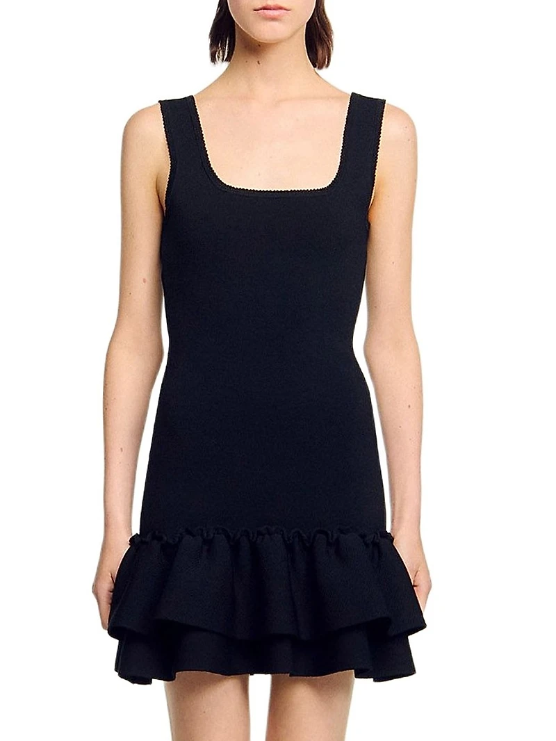 Mini Knit Dress with Ruffles