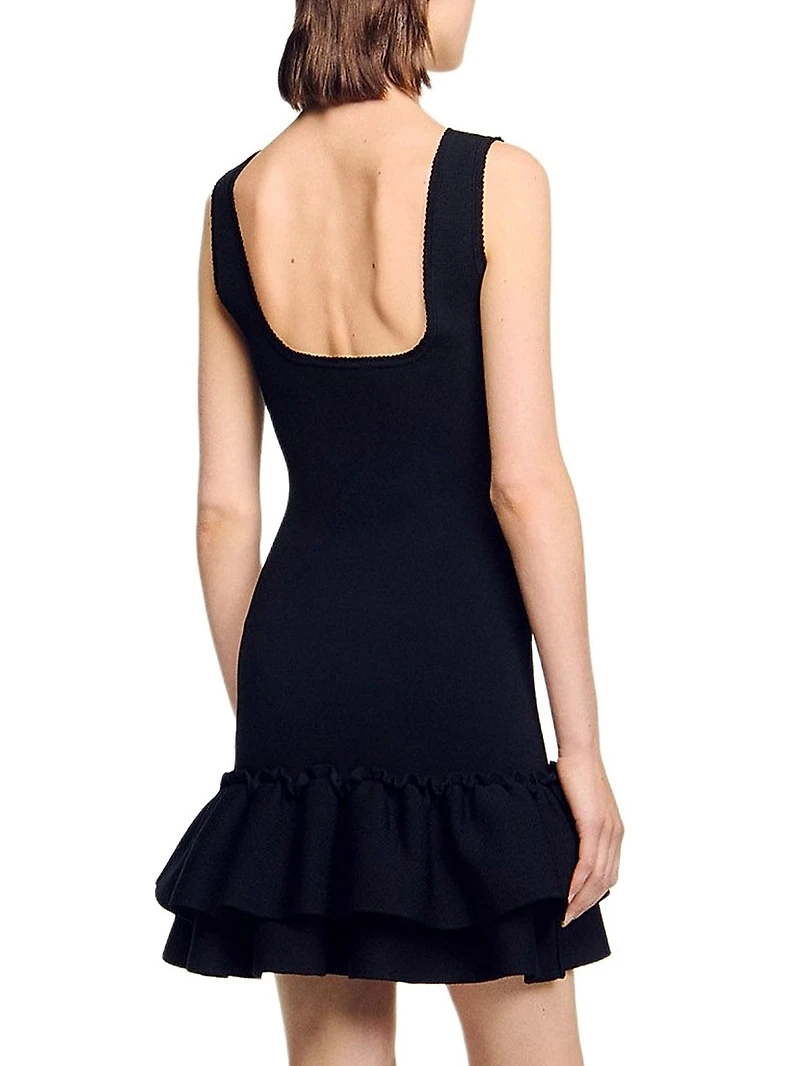 Mini Knit Dress with Ruffles