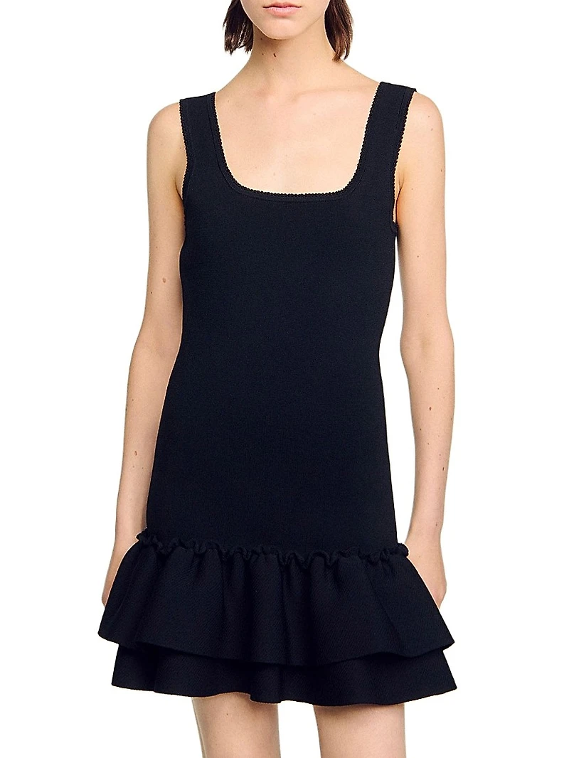 Mini Knit Dress with Ruffles