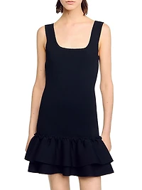 Mini Knit Dress with Ruffles