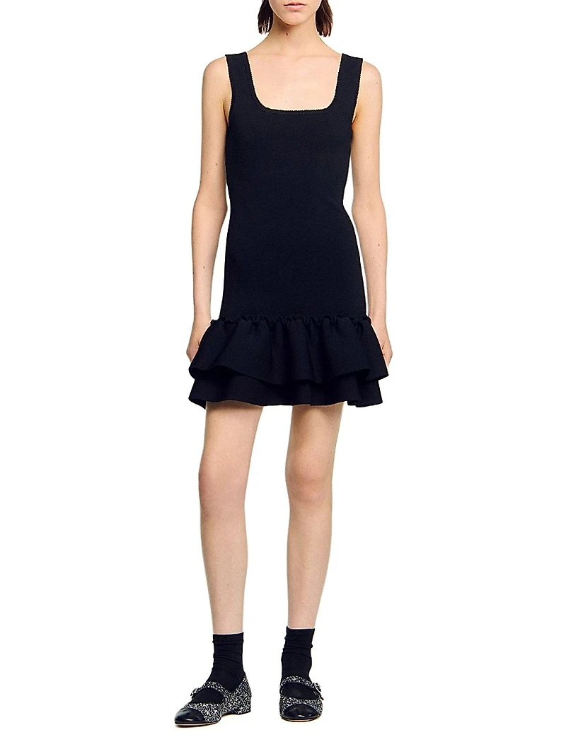 Mini Knit Dress with Ruffles