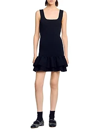 Mini Knit Dress with Ruffles