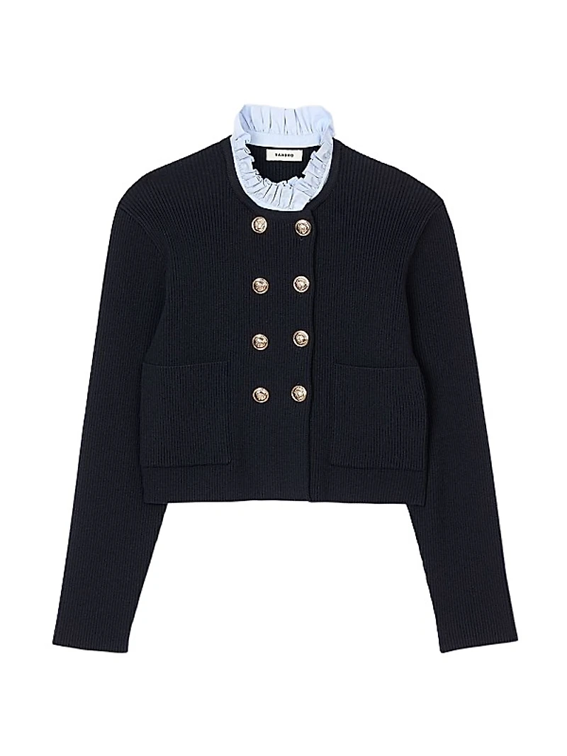 Cardigan with Removable Ruffled Collar
