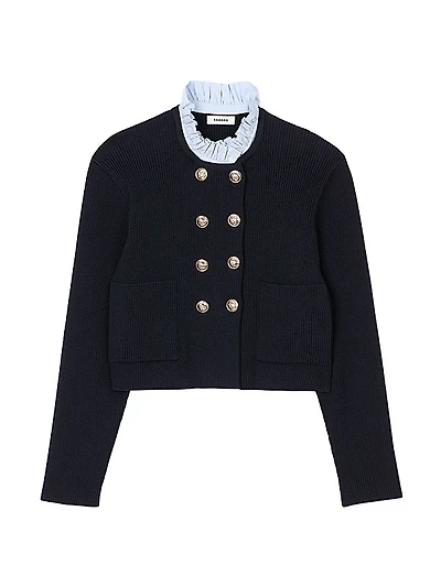 Cardigan with Removable Ruffled Collar
