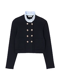 Cardigan with Removable Ruffled Collar