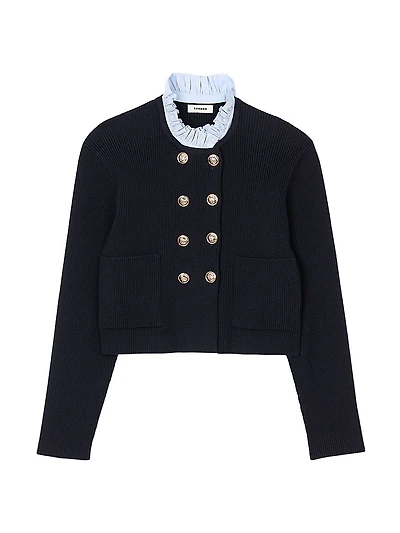 Cardigan with Removable Ruffled Collar