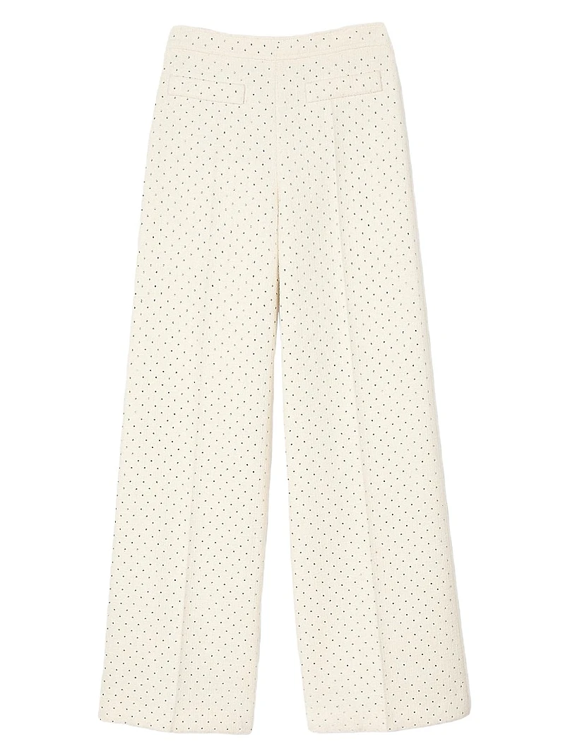 Tweed Rhinestone-Covered Trousers