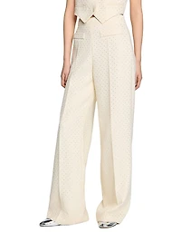 Tweed Rhinestone-Covered Trousers