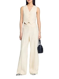 Tweed Rhinestone-Covered Trousers