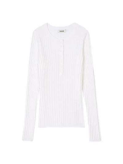Ribbed Sweater with Tunisian Collar