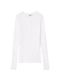 Ribbed Sweater with Tunisian Collar