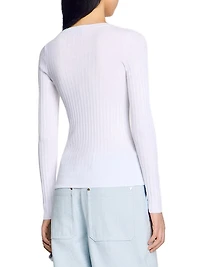 Ribbed Sweater with Tunisian Collar