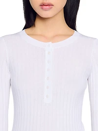 Ribbed Sweater with Tunisian Collar