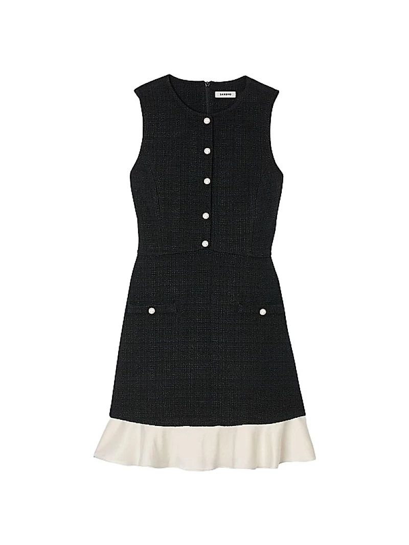 Two-Tone Tweed Mini Dress