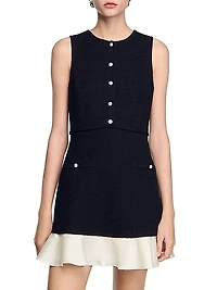 Two-Tone Tweed Mini Dress