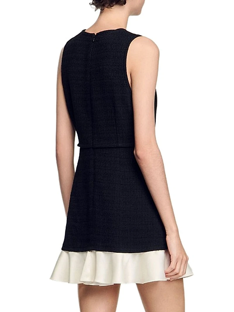 Two-Tone Tweed Mini Dress