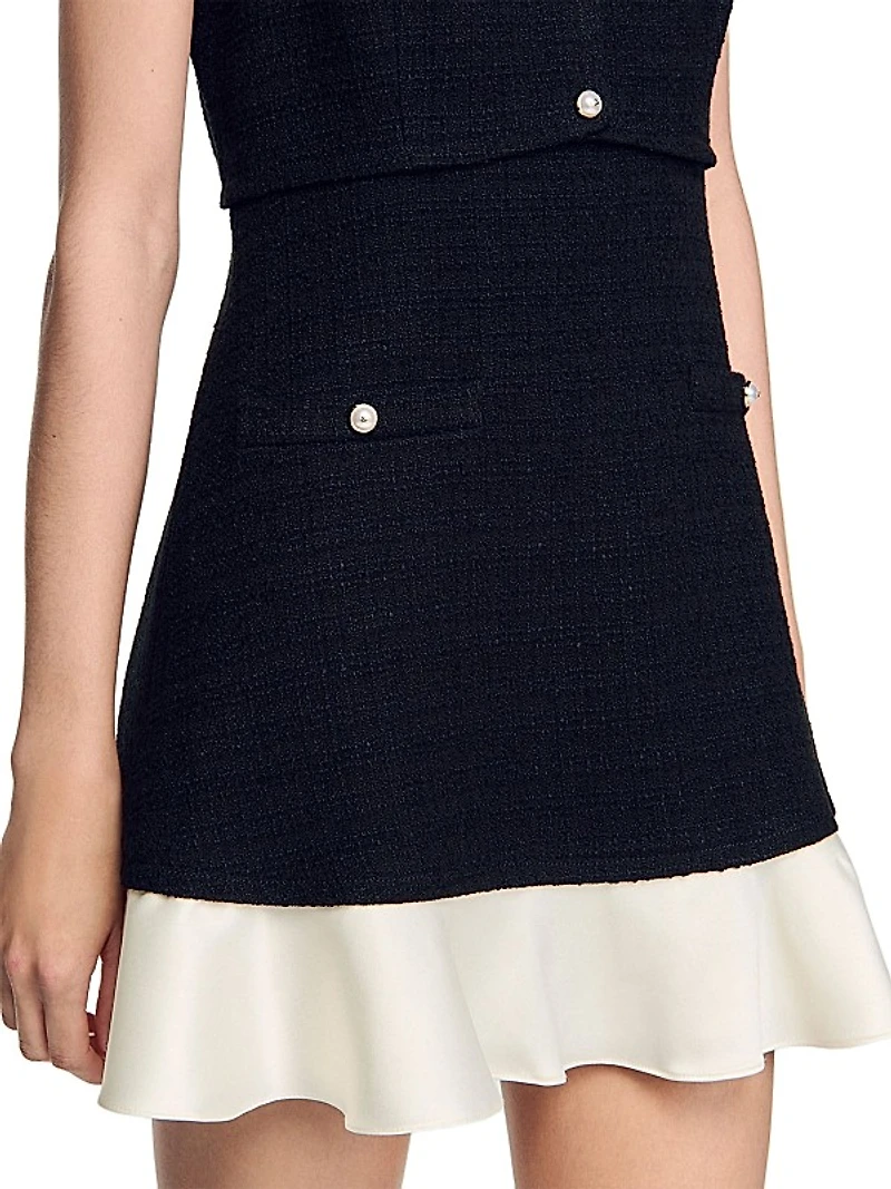 Two-Tone Tweed Mini Dress