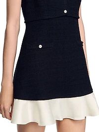 Two-Tone Tweed Mini Dress
