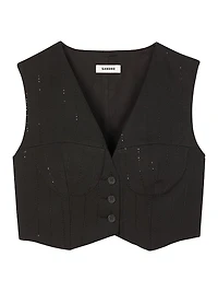 Sequin Cropped Jacket Vest