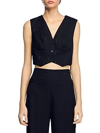 Sequin Cropped Jacket Vest