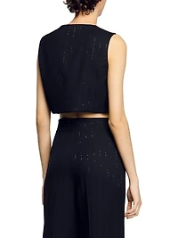 Sequin Cropped Jacket Vest