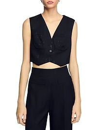 Sequin Cropped Jacket Vest