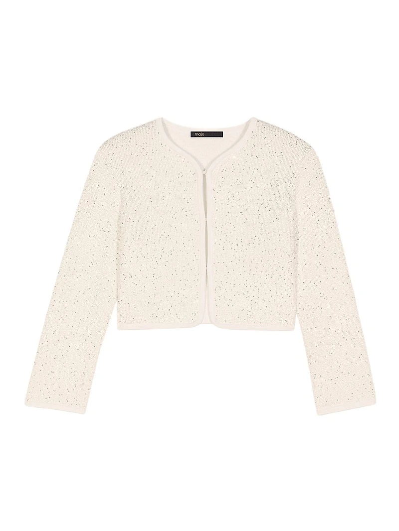 Cropped Cardigan with Rhinestones