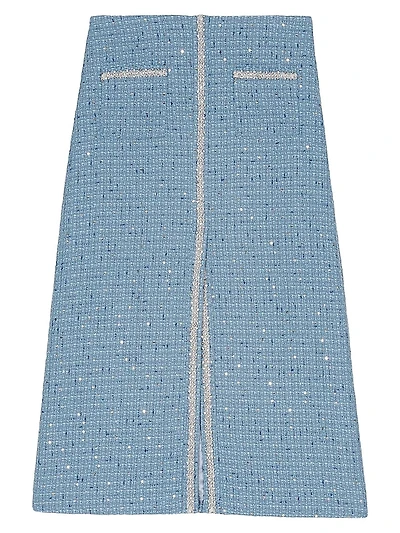Sequin Tweed Midi Skirt