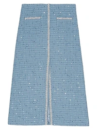 Sequin Tweed Midi Skirt