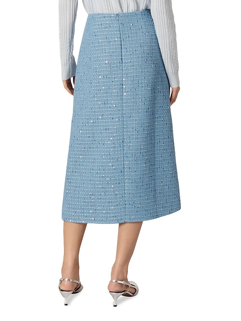 Sequin Tweed Midi Skirt