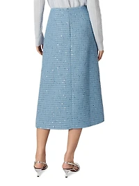 Sequin Tweed Midi Skirt