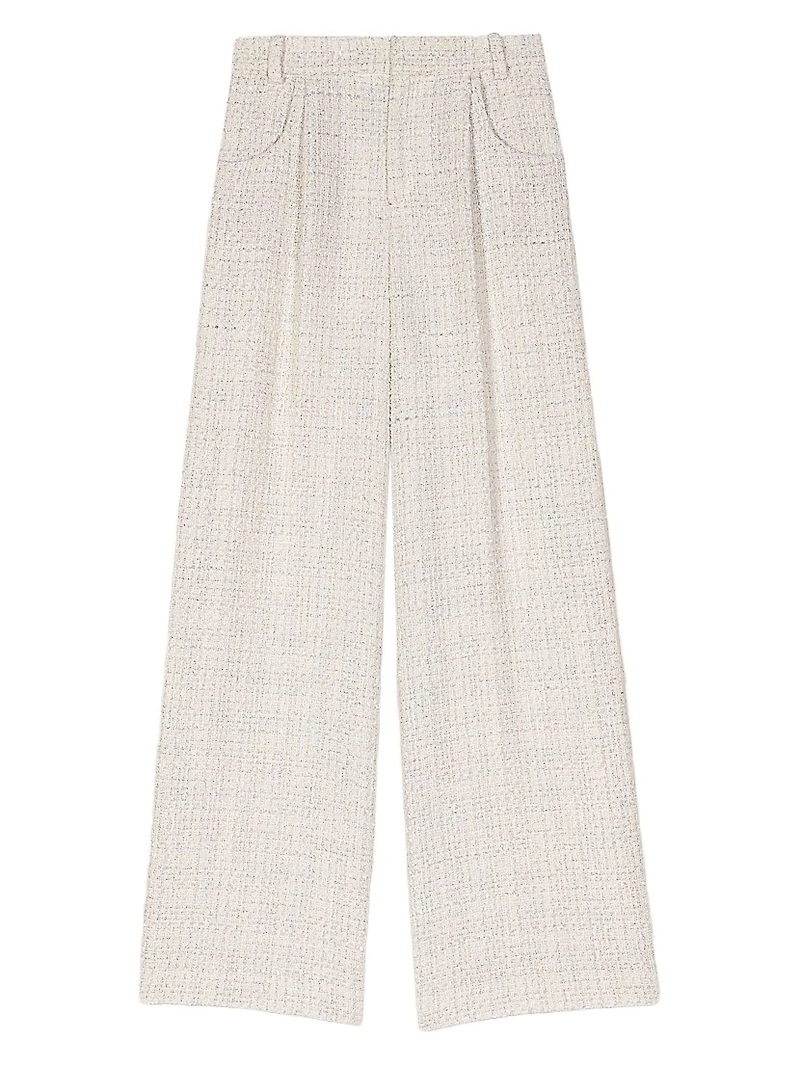 Wide-Leg Tweed Trousers